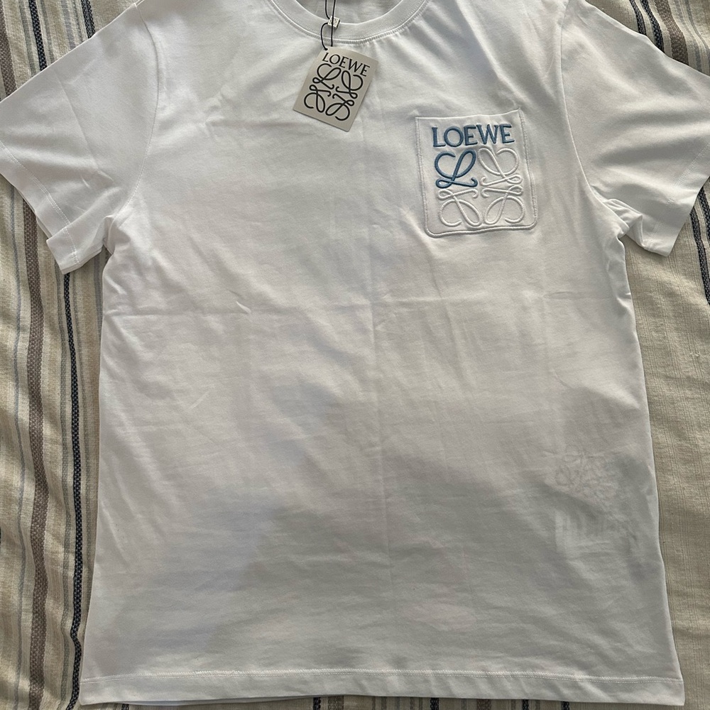Loewe White Tee with Blue and White Logo
